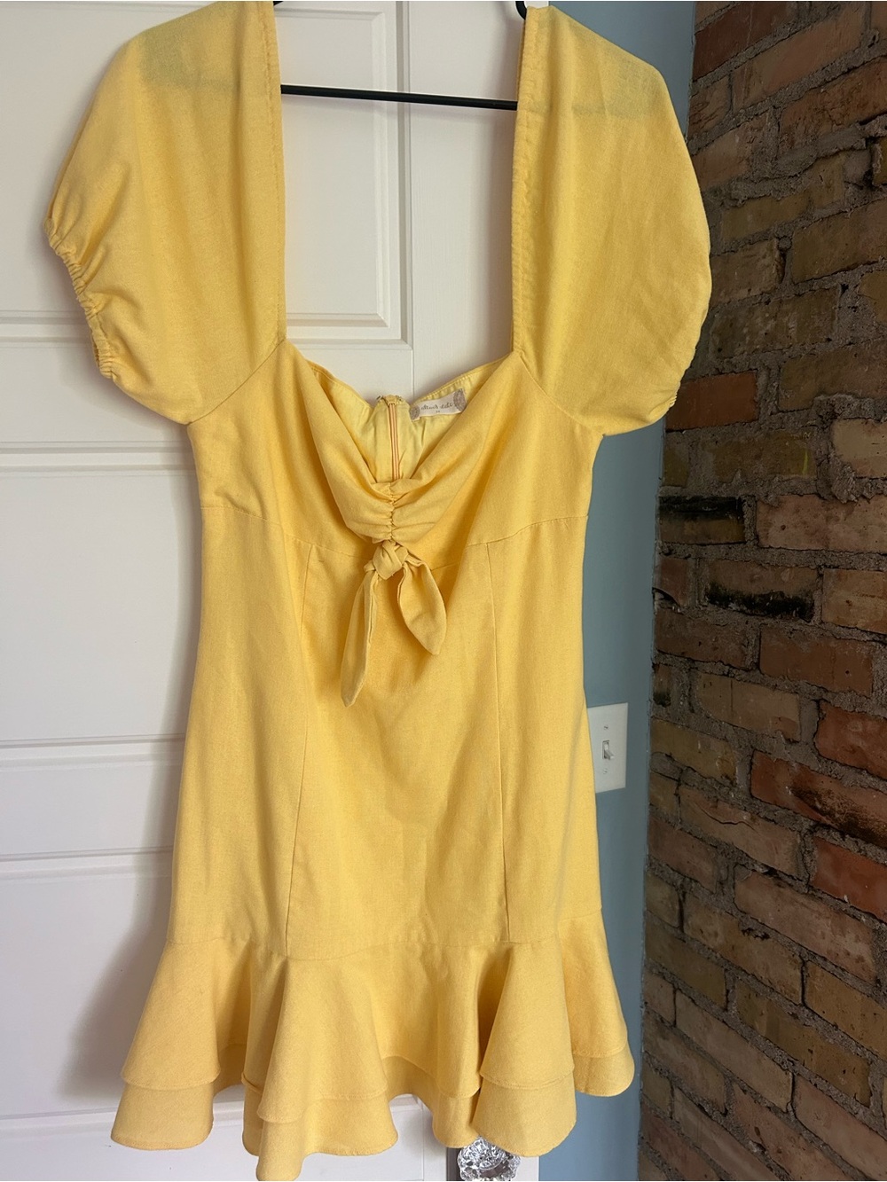 Altar'd State Sunny Yellow Tie-Front Mini Dress